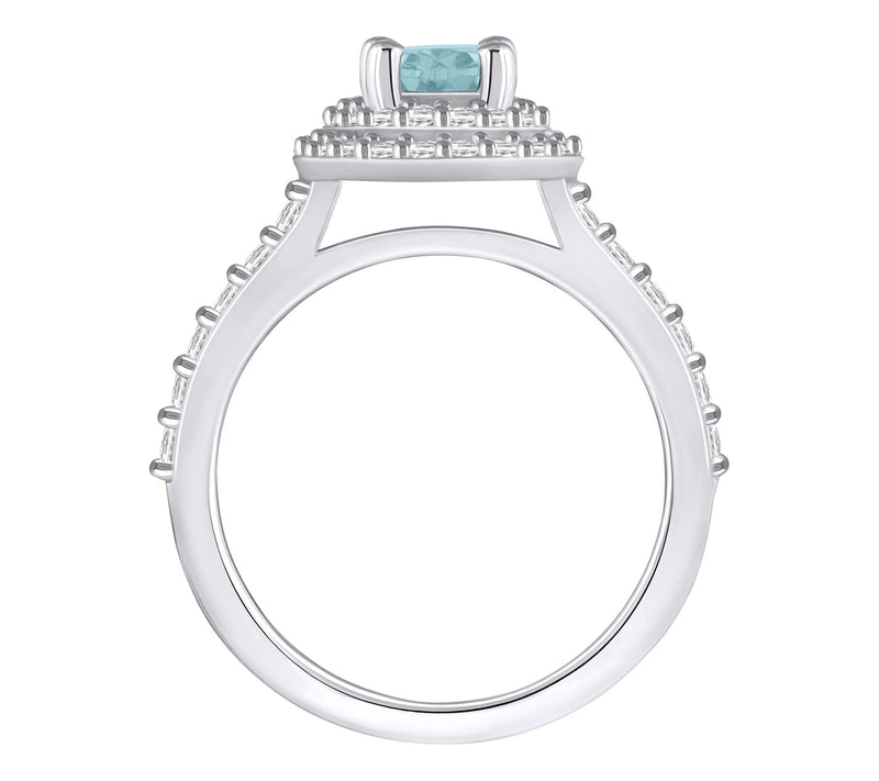 Affinity Gems Oval Gemstone & 0.60 cttw DiamondHalo Ring, 14K — View 2
