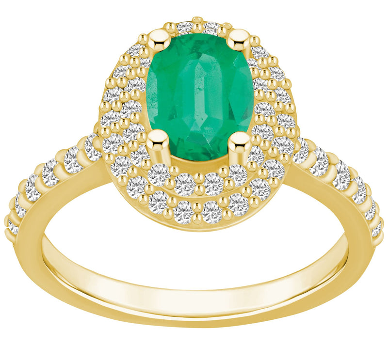 Affinity Gems Oval Emerald & 0.60 cttw Diamond Halo Ring, 14K — View 8