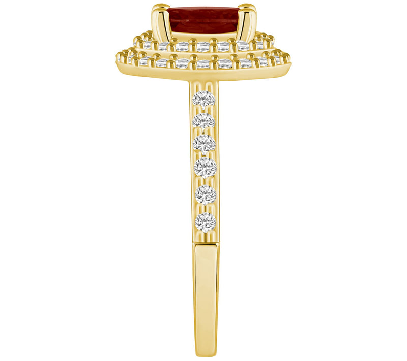 Affinity Gems Oval Gemstone & Diamond Double Halo Ring, 14K — View 3
