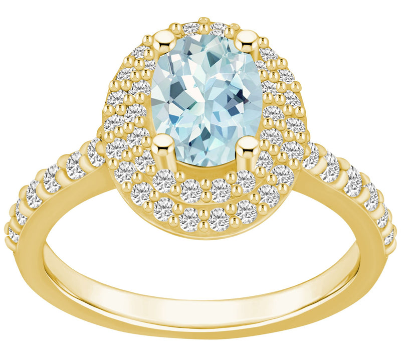 Affinity Gems Oval Gemstone & Diamond Double Halo Ring, 14K — View 11