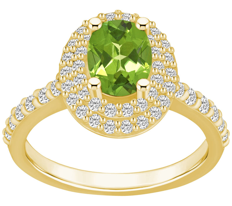Affinity Gems Oval Gemstone & Diamond Double Halo Ring, 14K — View 15