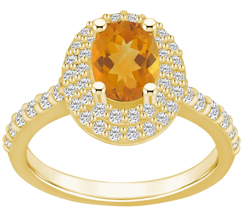 Affinity Gems Oval Gemstone & Diamond Double Halo Ring, 14K — View 16