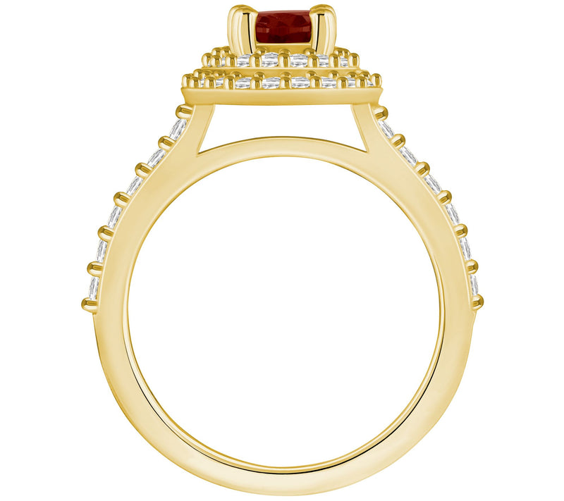 Affinity Gems Oval Gemstone & Diamond Double Halo Ring, 14K — View 2