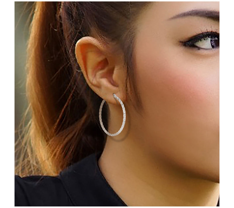 Steel by Design 1" Round Twisted Hoop Earrings — View 6