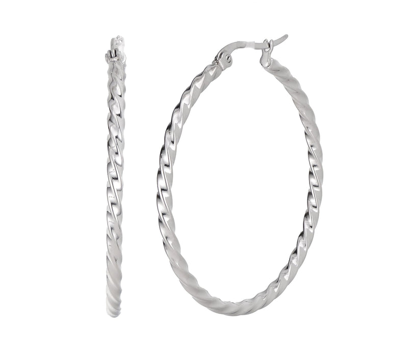 Steel by Design 1" Round Twisted Hoop Earrings — View 5