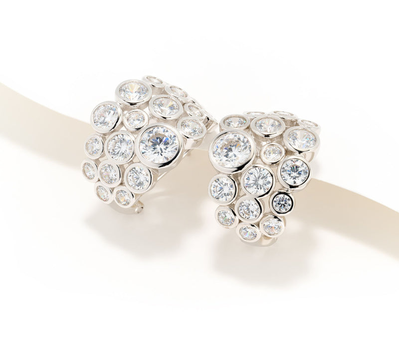 Diamonique x Jennifer Miller Cluster Set Huggie Hoops, Sterling Silver — View 6