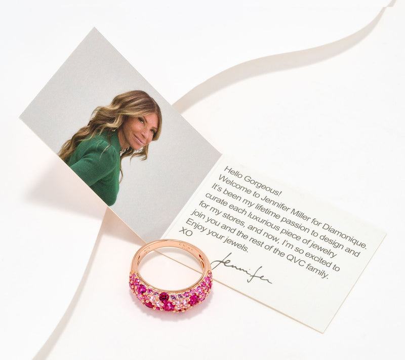 Diamonique x Jennifer Miller Pink Cobblestone Ring, Sterl — View 3
