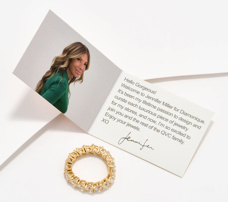 Diamonique x Jennifer Miller Cushion Flexible Band Ring, Sterling — View 3