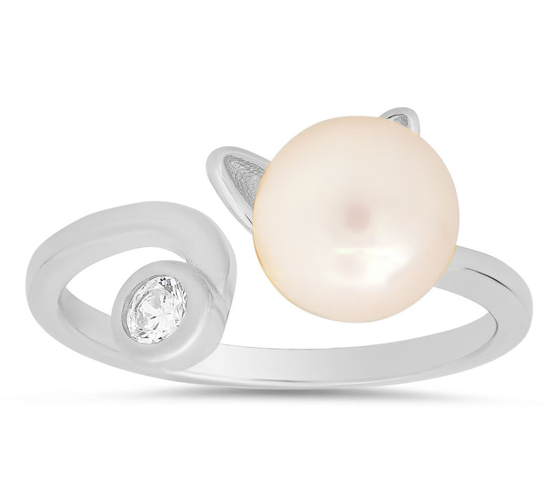 Diamonique & Cu ltured Pearl Ca t Ring, Sterlin g Silver Sterling — View 5