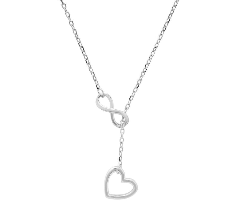 Infinity Heart Y Lariat Necklace, Sterling Silver — Main view