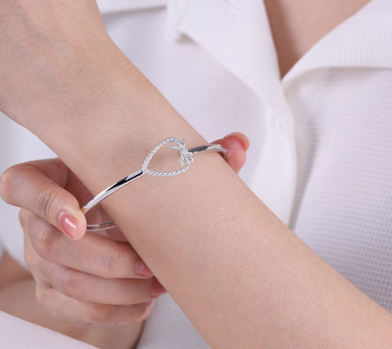 Goddaughters Love Knot Heart Bangle, Sterling — View 4