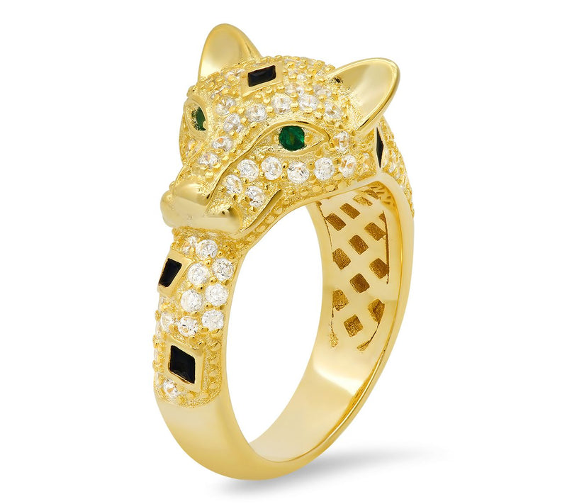 Diamonique Panther Statement Ring, Sterling Silver — Main view