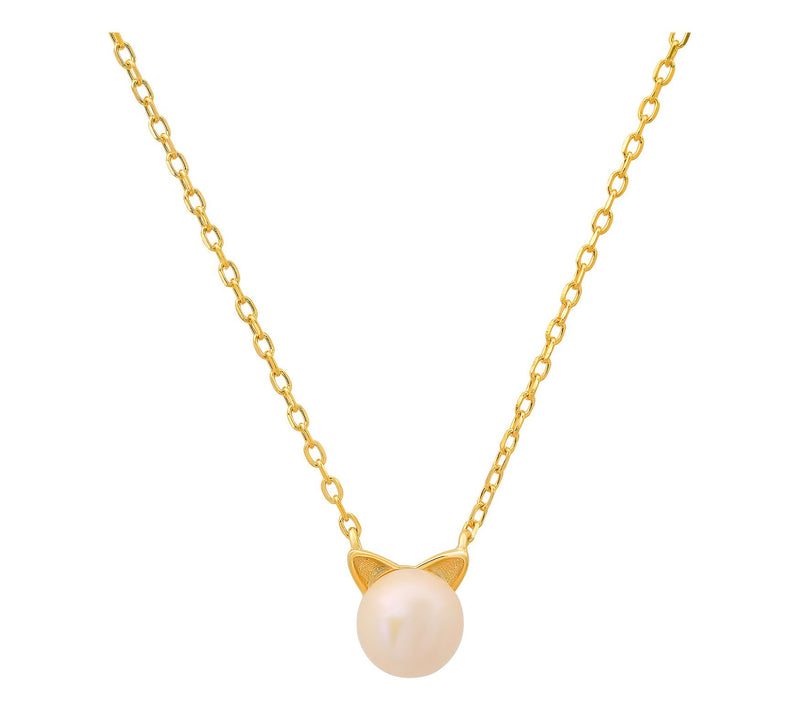 Cultured Pearl 18" Cat Necklace, Sterling Silver — View 5