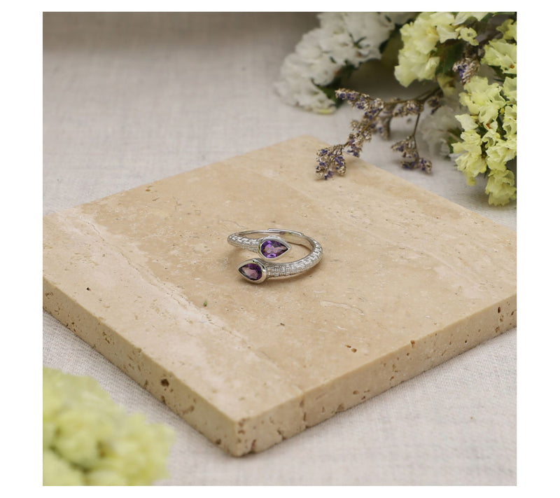 Ariva Sterling Silver Napa Marquise Gemstone Ring — View 4