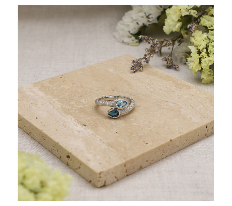 Ariva Sterling Silver Blue Topaz Napa Ring — View 5