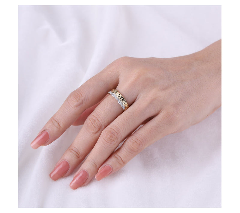 Ariva Sterling Diamonique Crete Band Ring, 18KGold Clad — View 6
