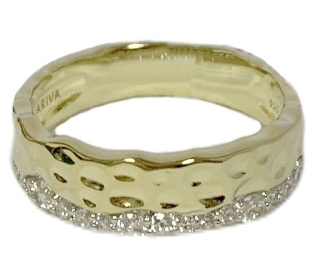 Ariva Sterling Diamonique Crete Band Ring, 18KGold Clad — View 2