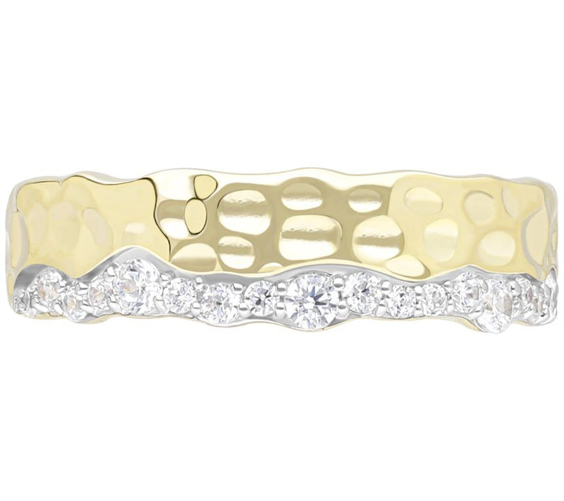 Ariva Sterling Diamonique Crete Band Ring, 18KGold Clad — Main view