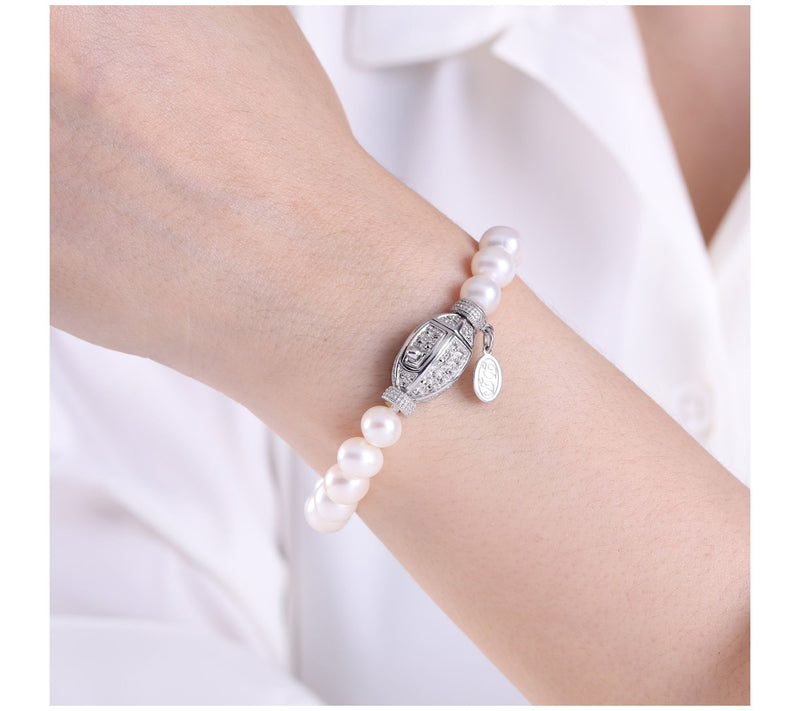 Dallas Prince Marcasite & Cultured Pearl Bracelet, Sterling — View 5