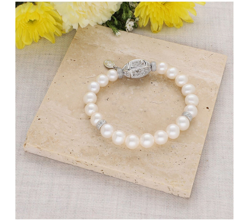 Dallas Prince Marcasite & Cultured Pearl Bracelet, Sterling — View 4