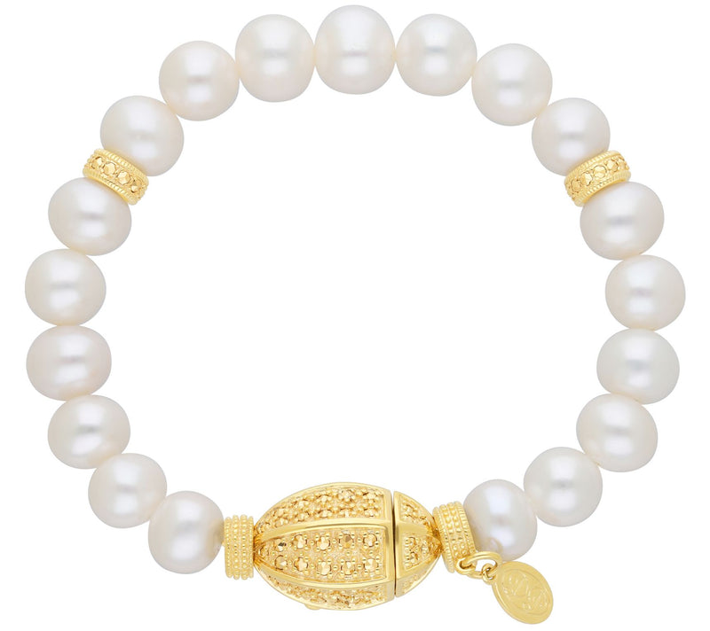 Dallas Prince Marcasite & Cultured Pearl Bracelet, 14K Clad — Main view