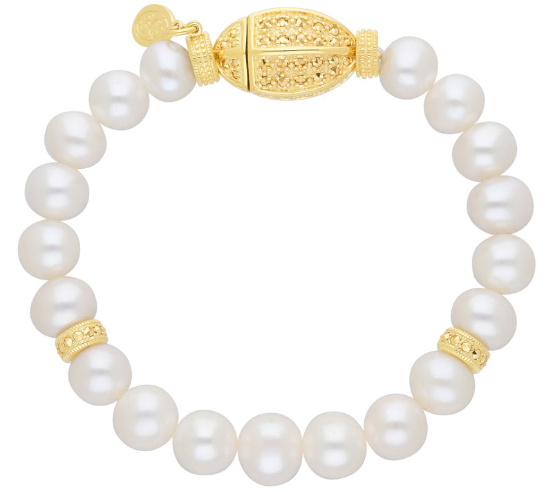 Dallas Prince Marcasite & Cultured Pearl Bracelet, 14K Clad — View 2