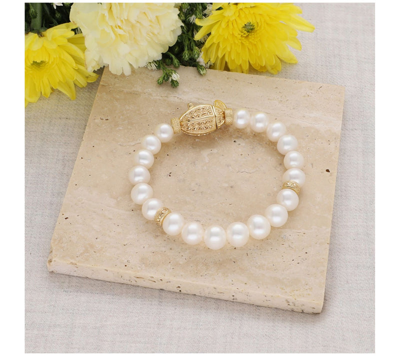 Dallas Prince Marcasite & Cultured Pearl Bracelet, 14K Clad — View 4