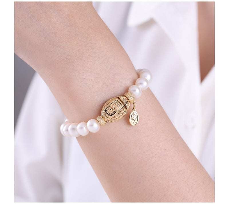 Dallas Prince Marcasite & Cultured Pearl Bracelet, 14K Clad — View 5