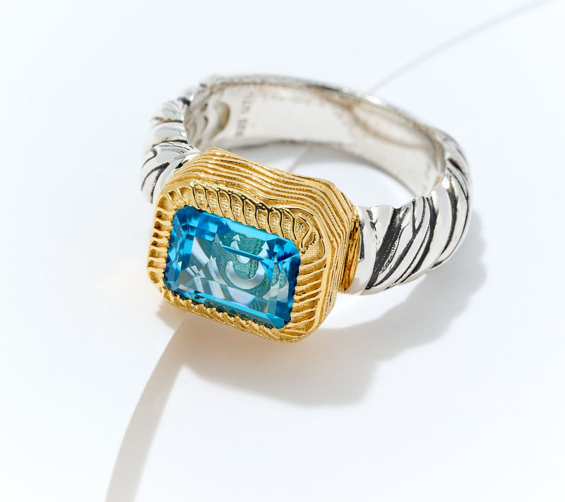 Christian James by Scott Grimes Sterling Silver Two-Tone Gemstone Ring — View 3