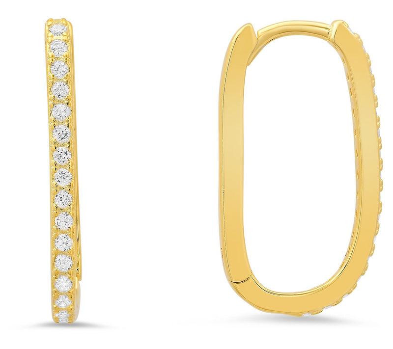 Diamonique Oval Shaped Hoop Earrings, SterlingSilver — View 5