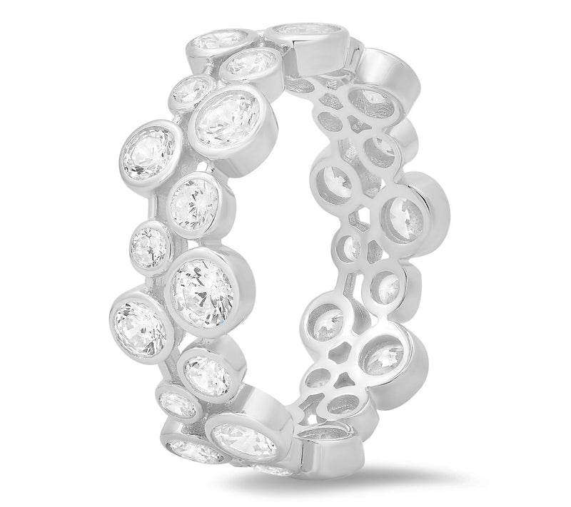 Diamonique Abstract Bezel Set Band Ring, Sterling Silver — View 2