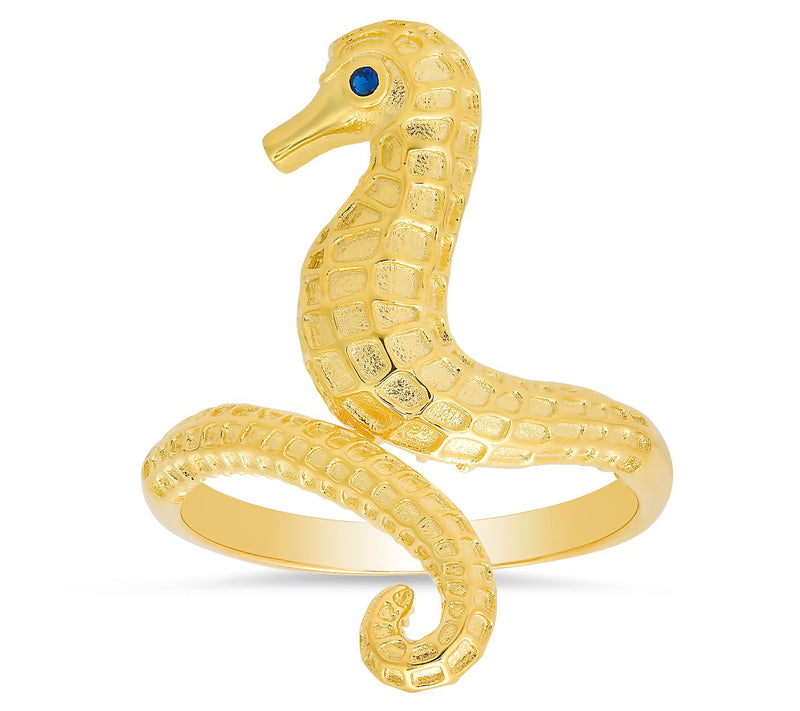 Diamonique Seahorse Ring, Sterling Silver — View 6