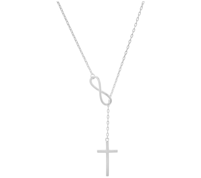 Infinity Cross Lariat Y Necklace. Sterling Silver — View 4