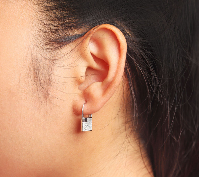 David Markstein Sterling Pave Lock Earrings — View 3