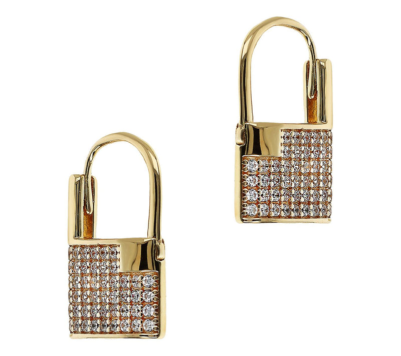 David Markstein Sterling Pave Lock Earrings — Main view