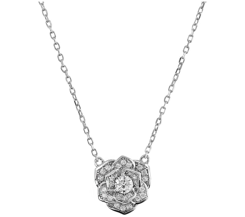 David Markstein Sterling CZ Flower Necklace — View 6