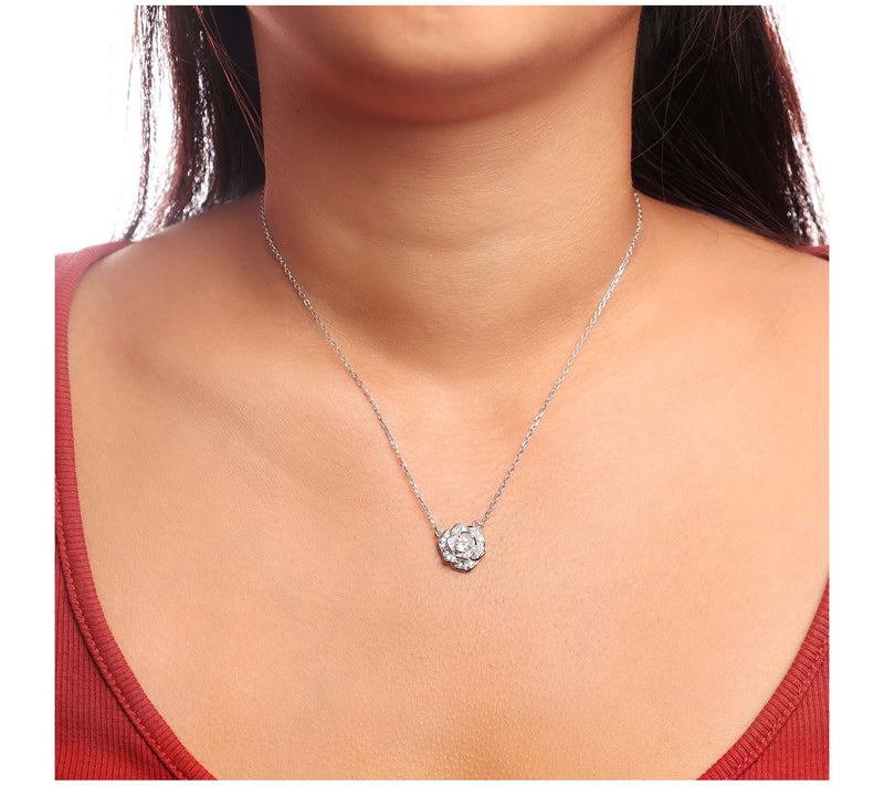 David Markstein Sterling CZ Flower Necklace — View 3