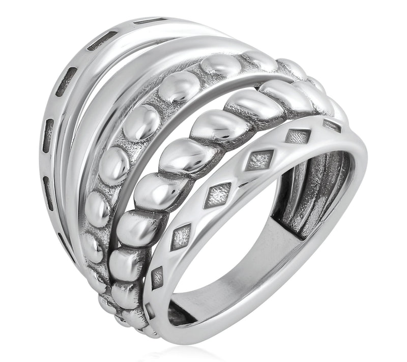 American West Textured Band Ring, Sterling Silver — Main view