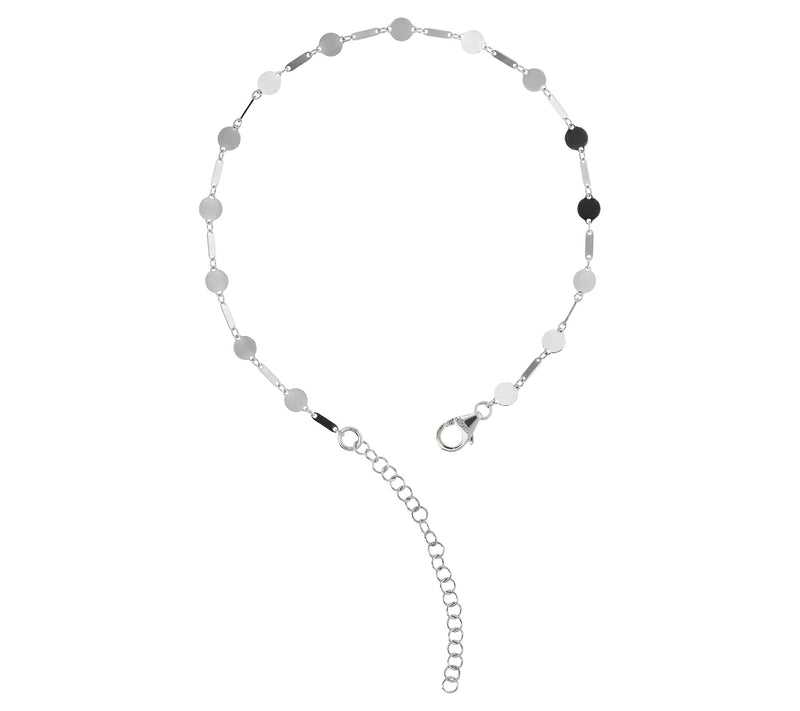 Italian Silver Flat Link Ankle Bracelet, Sterling — View 6