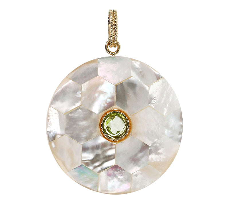 Italian Gold Gemstone Mosaic Pendant, 14K — View 9