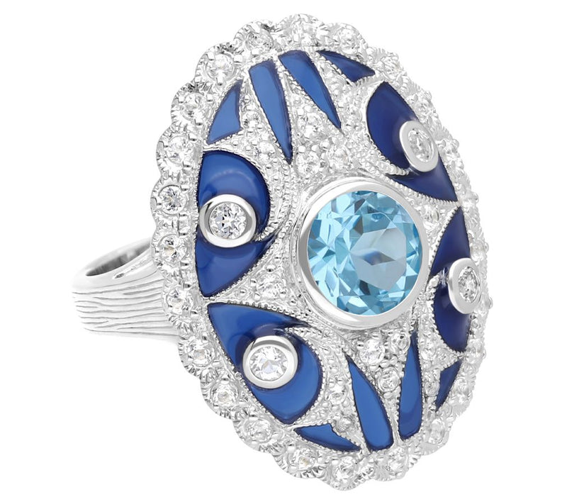Ariva Sterling Silver Blue & White Topaz Kensington Ring — Main view