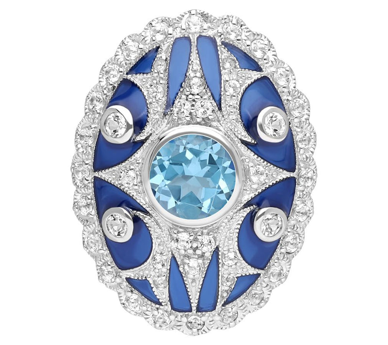 Ariva Sterling Silver Blue & White Topaz Kensington Ring — View 2