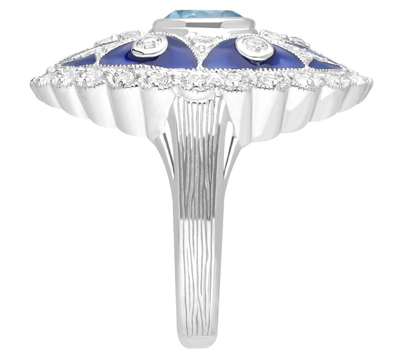 Ariva Sterling Silver Blue & White Topaz Kensington Ring — View 6