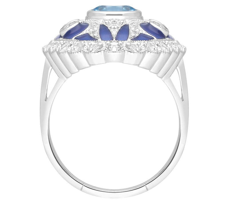 Ariva Sterling Silver Blue & White Topaz Kensington Ring — View 5