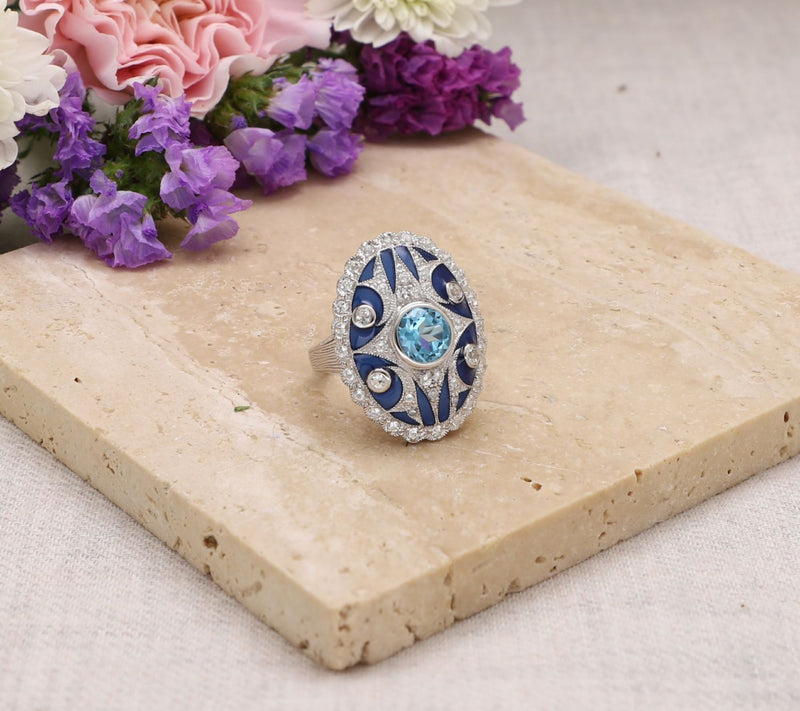 Ariva Sterling Silver Blue & White Topaz Kensington Ring — View 3