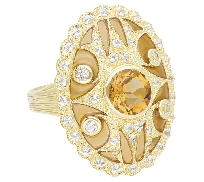 Ariva 18K Gold Clad Citrine & White Topaz Kensington Ring — Main view