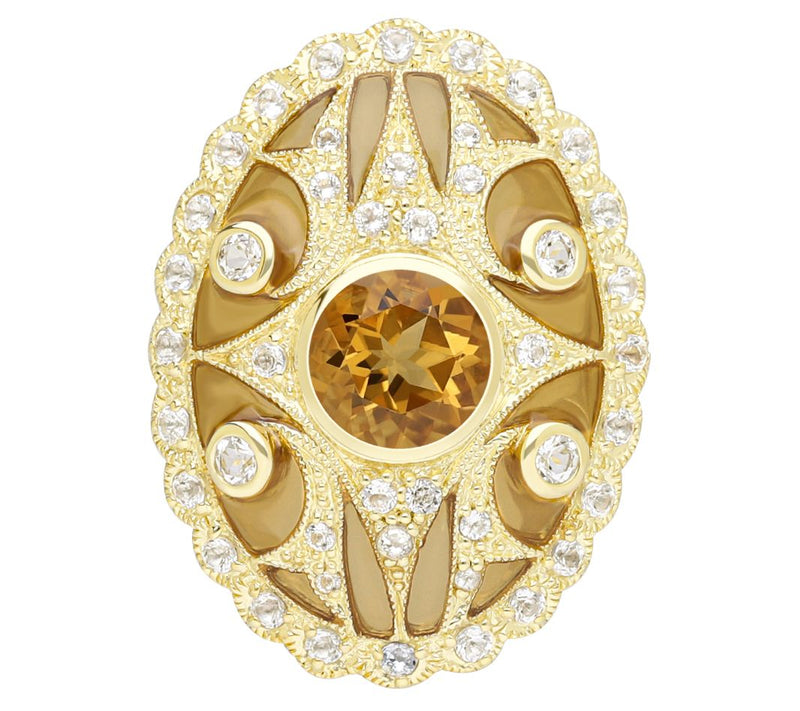 Ariva 18K Gold Clad Citrine & White Topaz Kensington Ring — View 2