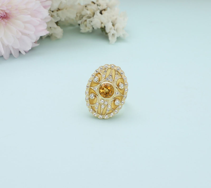 Ariva 18K Gold Clad Citrine & White Topaz Kensington Ring — View 4