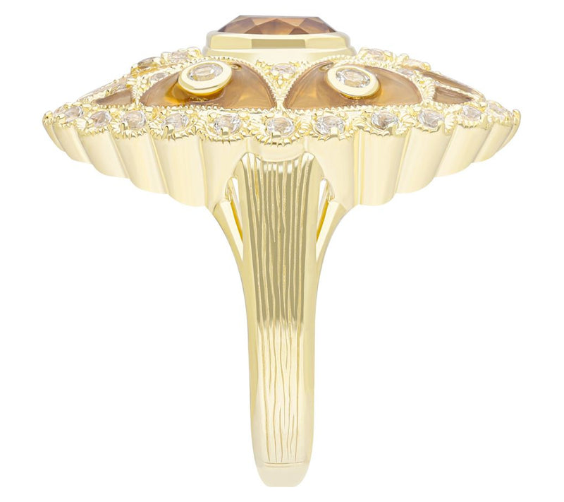Ariva 18K Gold Clad Citrine & White Topaz Kensington Ring — View 3