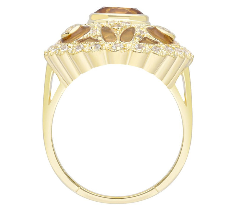 Ariva 18K Gold Clad Citrine & White Topaz Kensington Ring — View 6